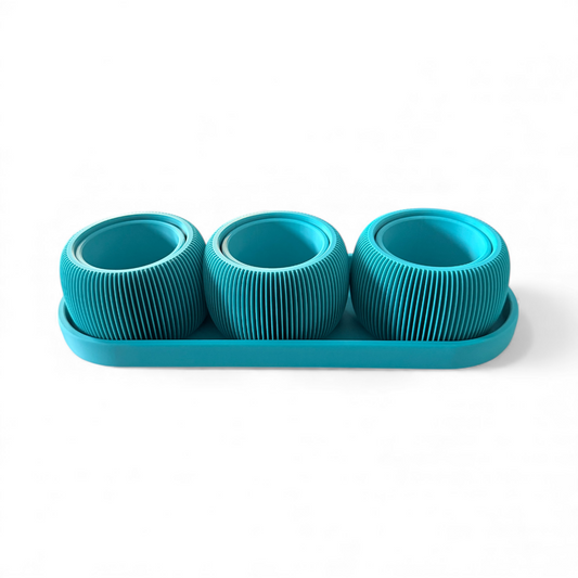 MINI TRIO PLANTERS TURQUOISE SATIN