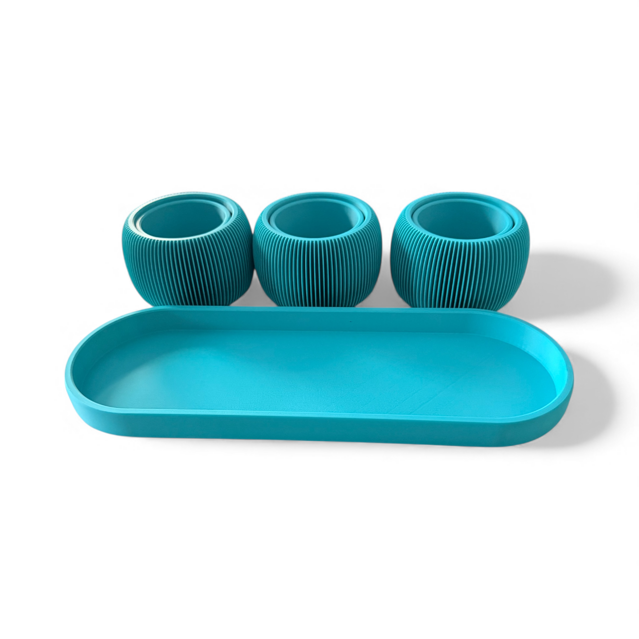 MINI TRIO PLANTERS TURQUOISE SATIN