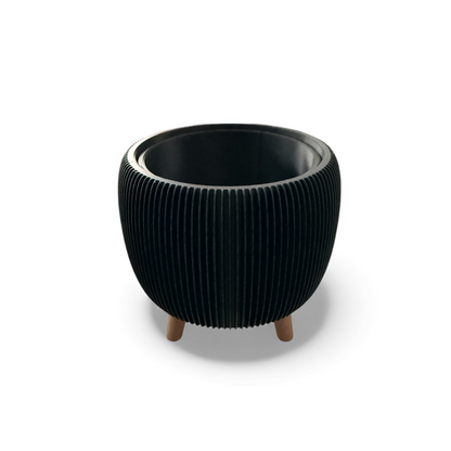 RETRO RIBBED PLANTER BLACK SATIN