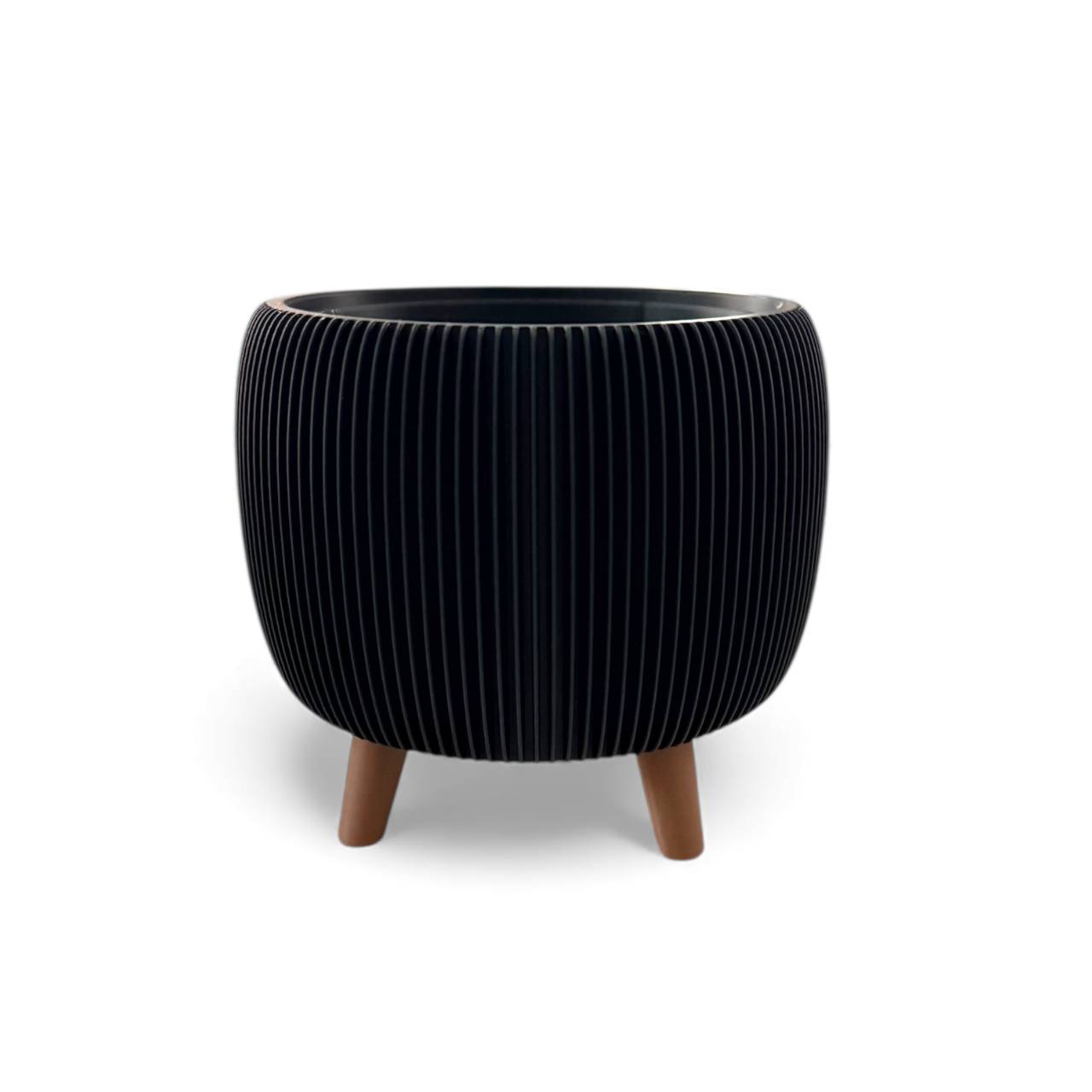 RETRO RIBBED PLANTER BLACK SATIN