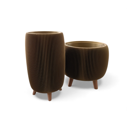 RETRO RIBBED HIGH PLANTER BRONZE SATIN