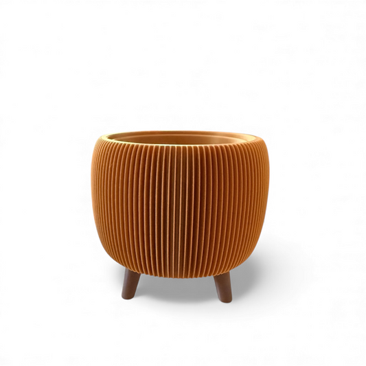RETRO RIBBED PLANTER SATIN GOLD