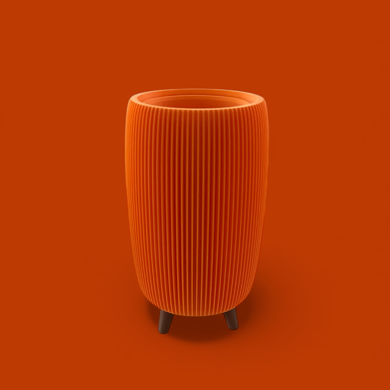 RETRO RIBBED HIGH PLANTER PUMPKIN MATTE