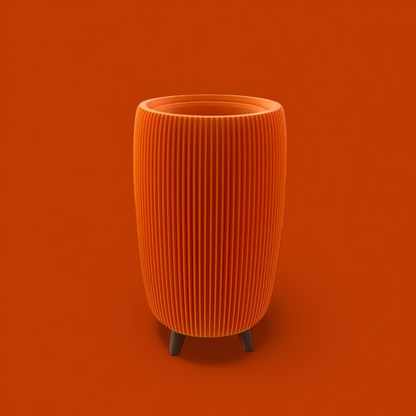 RETRO RIBBED HIGH PLANTER PUMPKIN MATTE