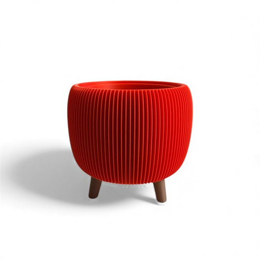 RETRO RIBBED PLANTER RED SATIN