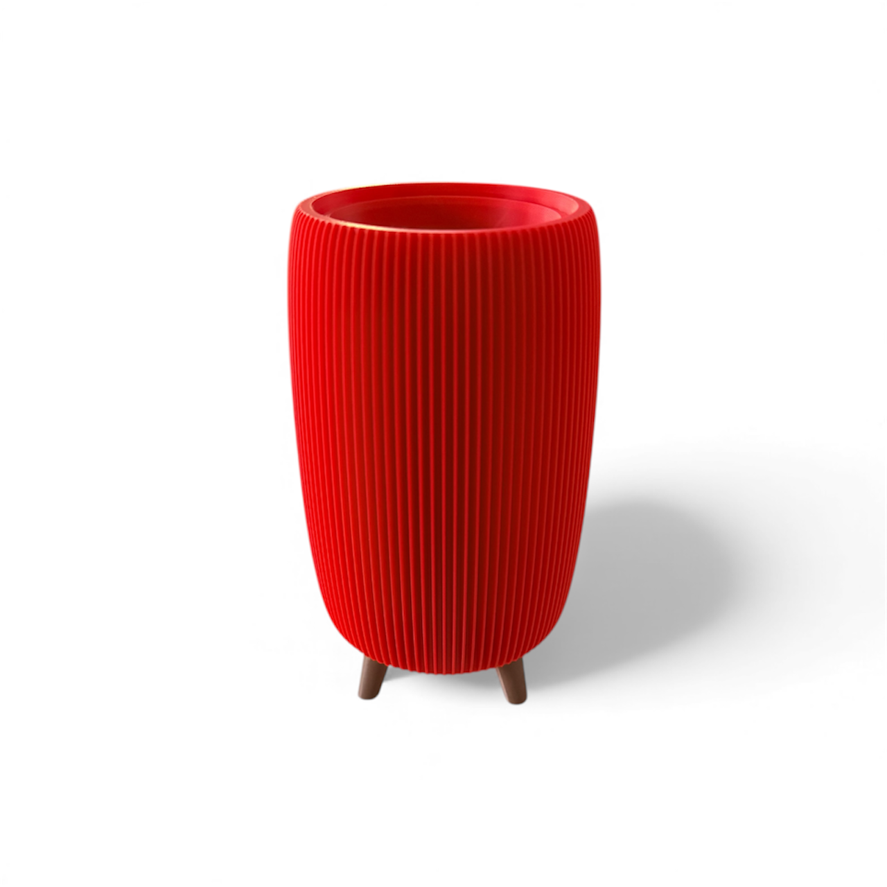 RETRO RIBBED HIGH PLANTER SATIN RED