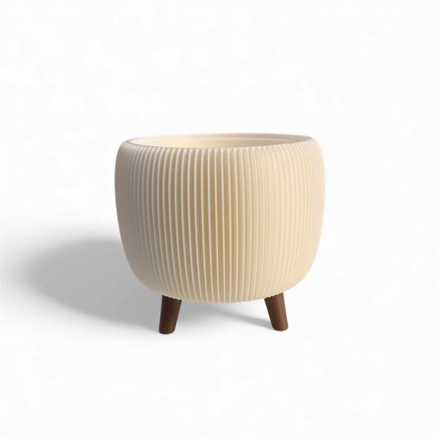 RETRO RIBBED PLANTER SATIN WHITE