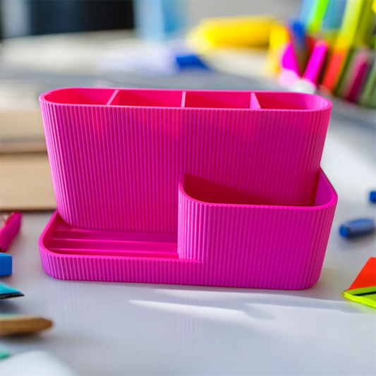 Desk Organiser/Phone Stand Raspberry Pink Satin