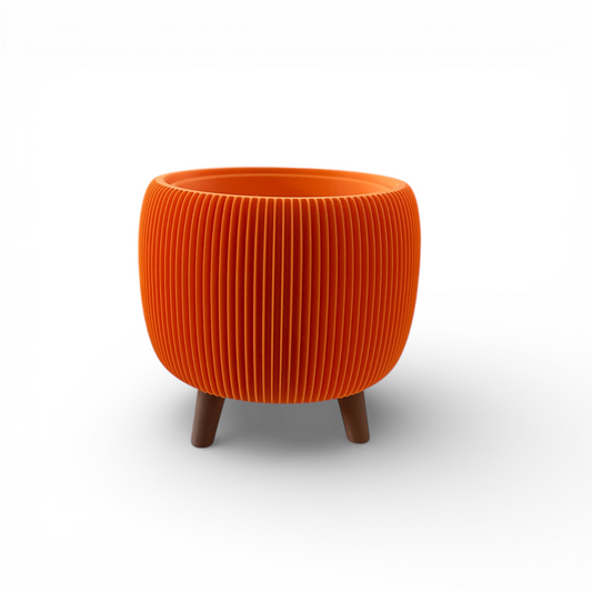 RETRO RIBBED PLANTER PUMPKIN MATTE