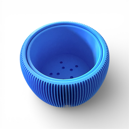RETRO RIBBED TALL PLANTER TRUE BLUE SATIN