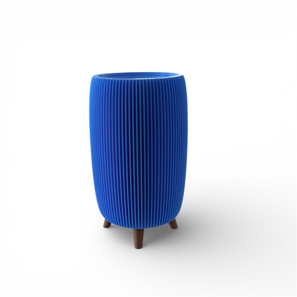 RETRO RIBBED TALL PLANTER TRUE BLUE SATIN