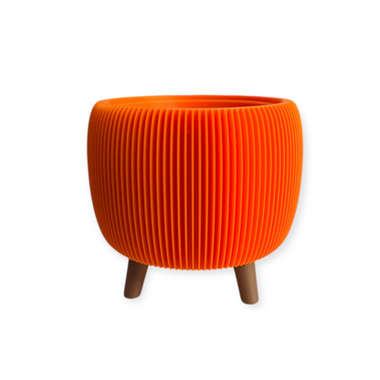 RETRO RIBBED PLANTER VIBRANT ORANGE MEDIUM