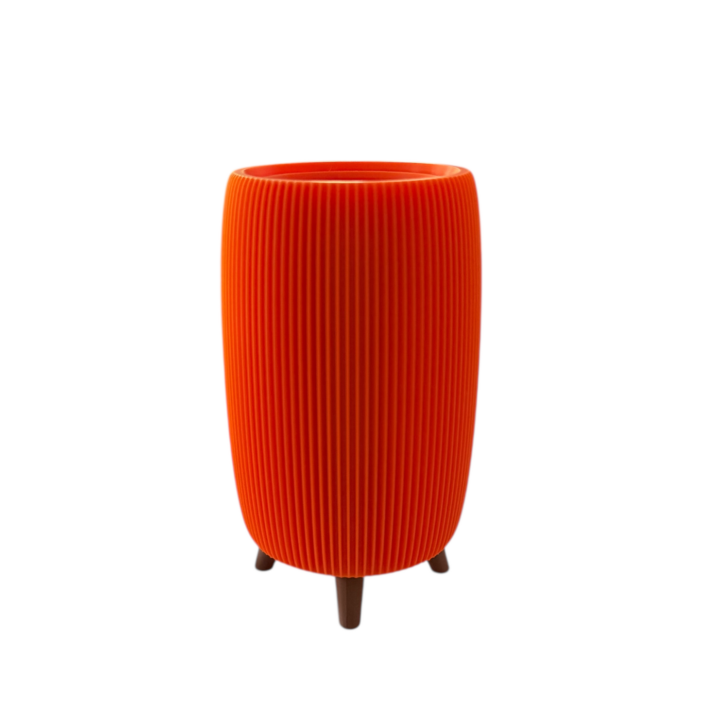 RETRO RIBBED PLANTER VIBRANT ORANGE TALL