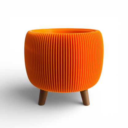 LARGE RETRO RIBBED PLANTER PUMPKIN SATIN