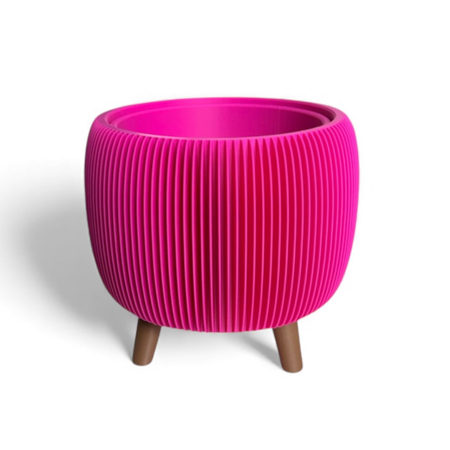 RETRO RIBBED PLANTER RASPBERRY SATIN LARGE