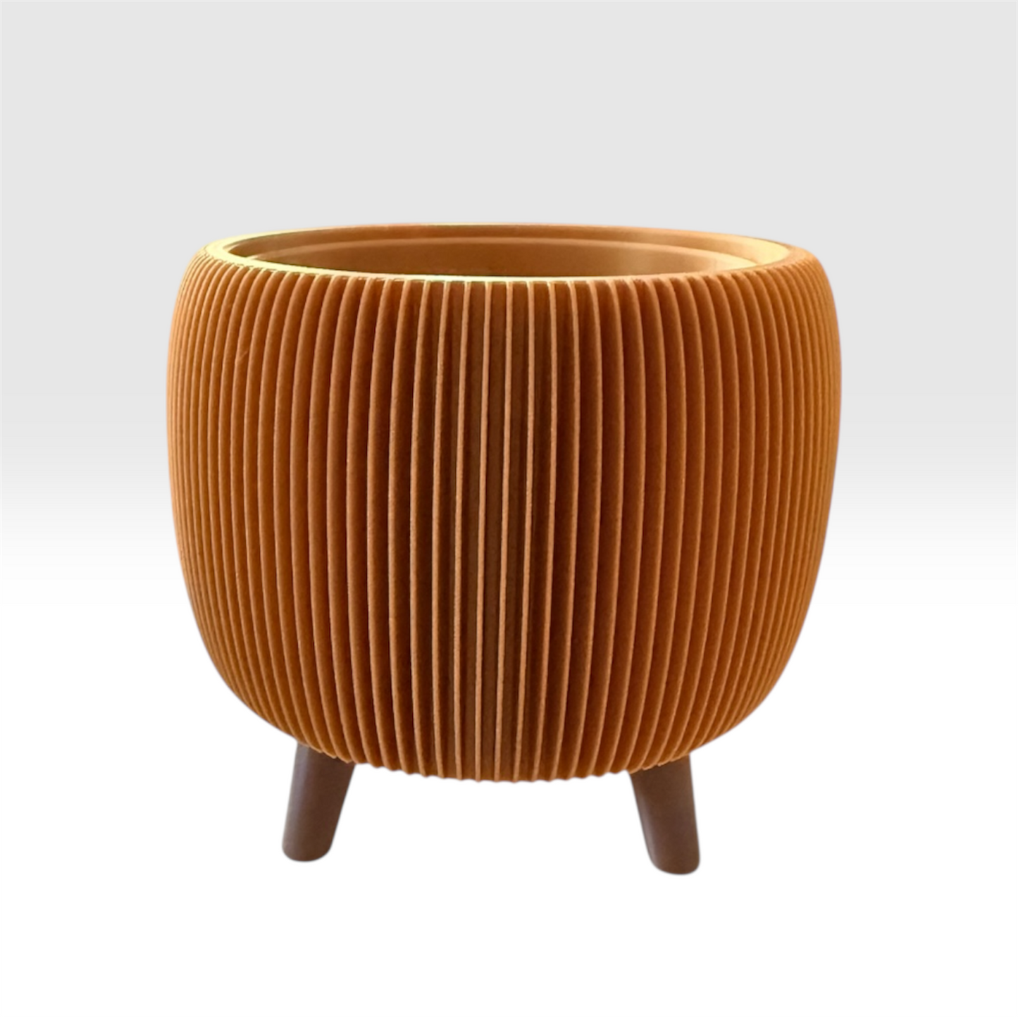 LARGE RETRO RIBBED PLANTER GOLD SATIN