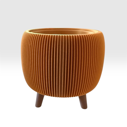 LARGE RETRO RIBBED PLANTER GOLD SATIN