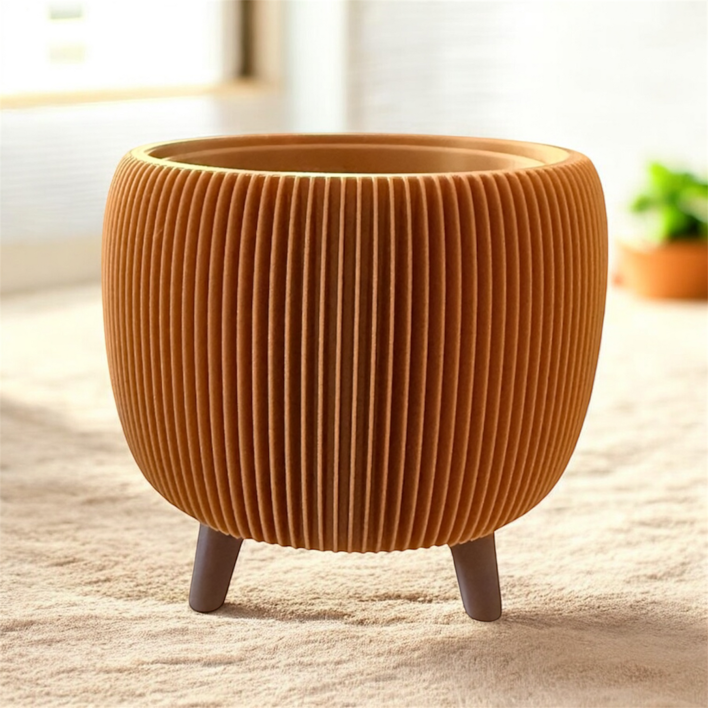 LARGE RETRO RIBBED PLANTER GOLD SATIN
