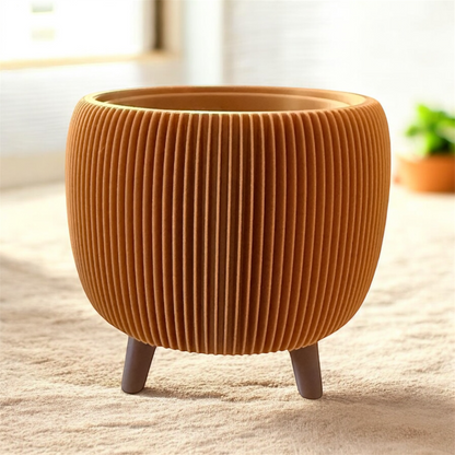 LARGE RETRO RIBBED PLANTER GOLD SATIN