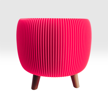 LARGE RETRO RIBBED PLANTER HOT PINK