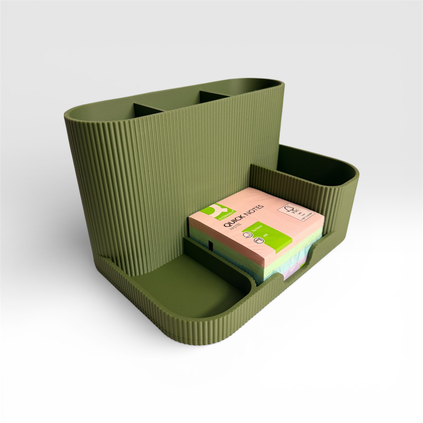 DESK ORGANISER/STICKY NOTE HOLDER OLIVE