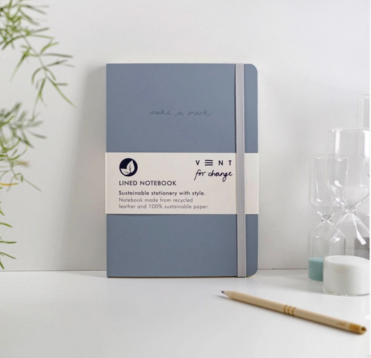 DUSTY BLUE RECYCLED LEATHER NOTEBOOK A5