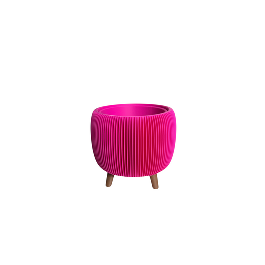 RETRO RIBBED PLANTER RASPBERRY SATIN MINI