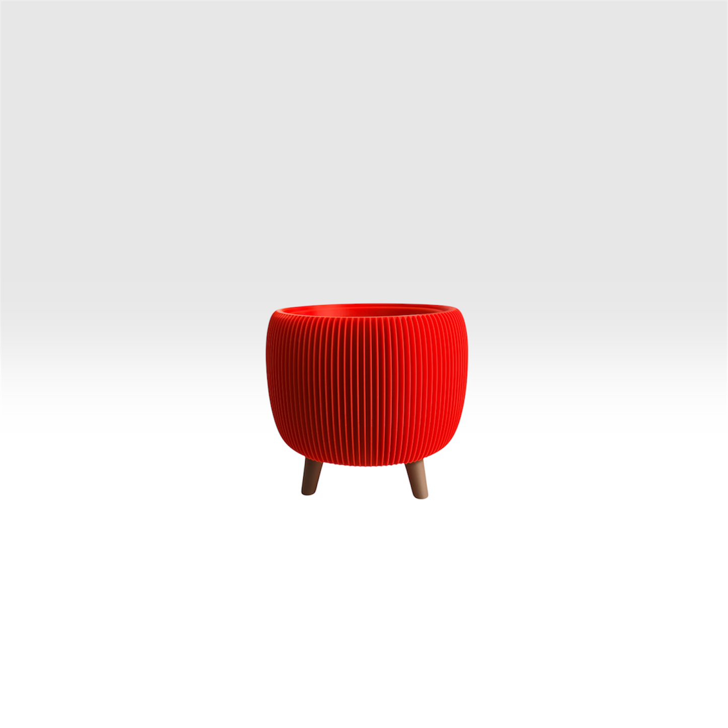 RETRO RIBBED PLANTER RED SATIN MINI