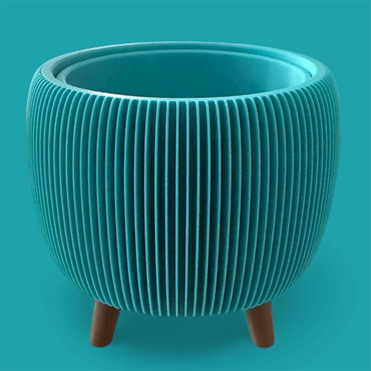 RETRO RIBBED PLANTER TURQUOISE LARGE