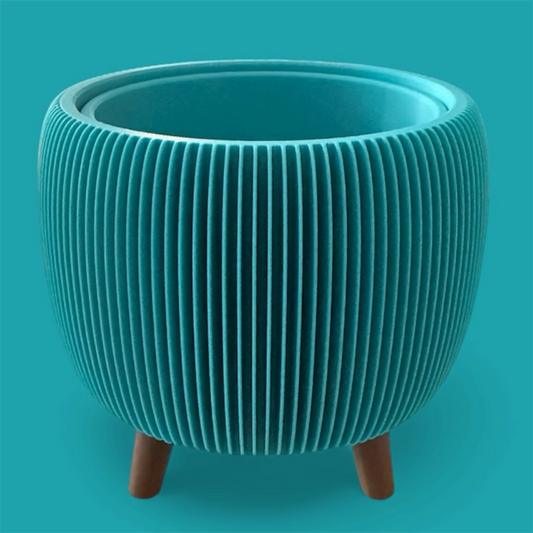 RETRO RIBBED PLANTER TURQUOISE LARGE