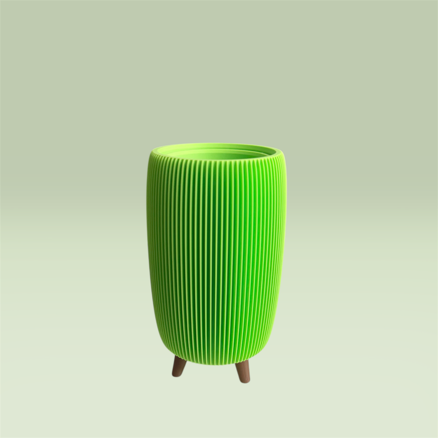 RETRO RIBBED PLANTER LIME MATTE TALL