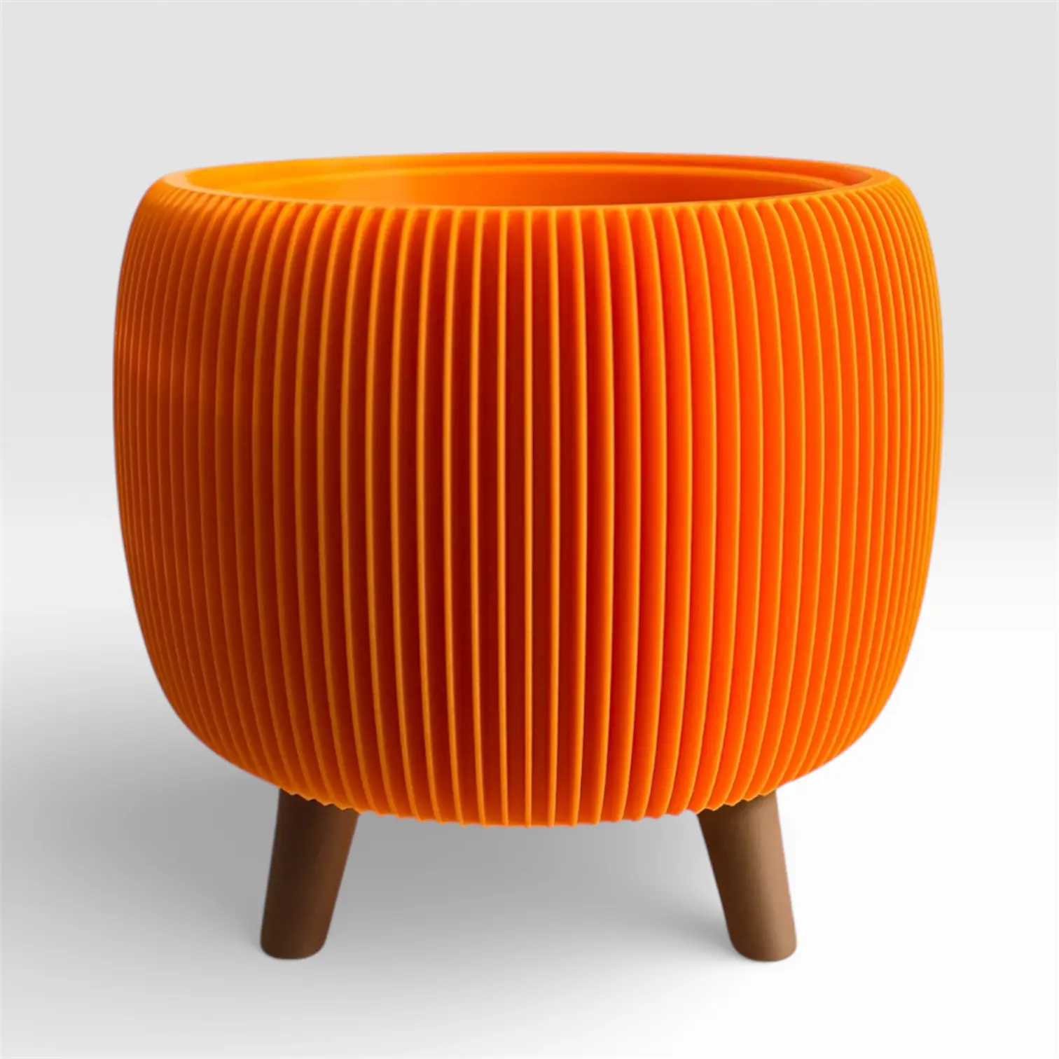 RETRO RIBBED PLANTER VIBRANT ORANGE LARGE Millees