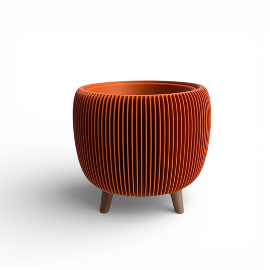 RETRO RIBBED PLANTER TERRACOTTA MEDIUM