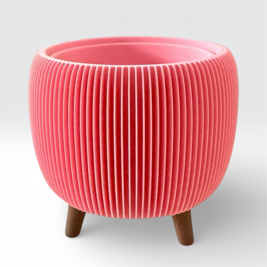 RETRO RIBBED PLANTER SOFT PINK LARGE