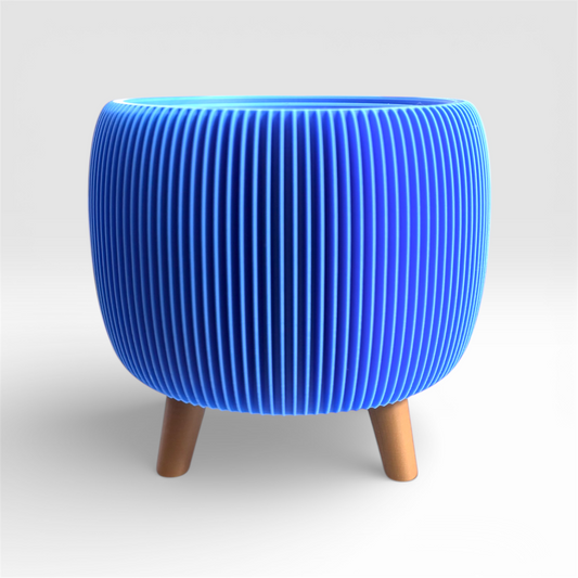 RETRO RIBBED PLANTER TRUE BLUE SATIN LARGE