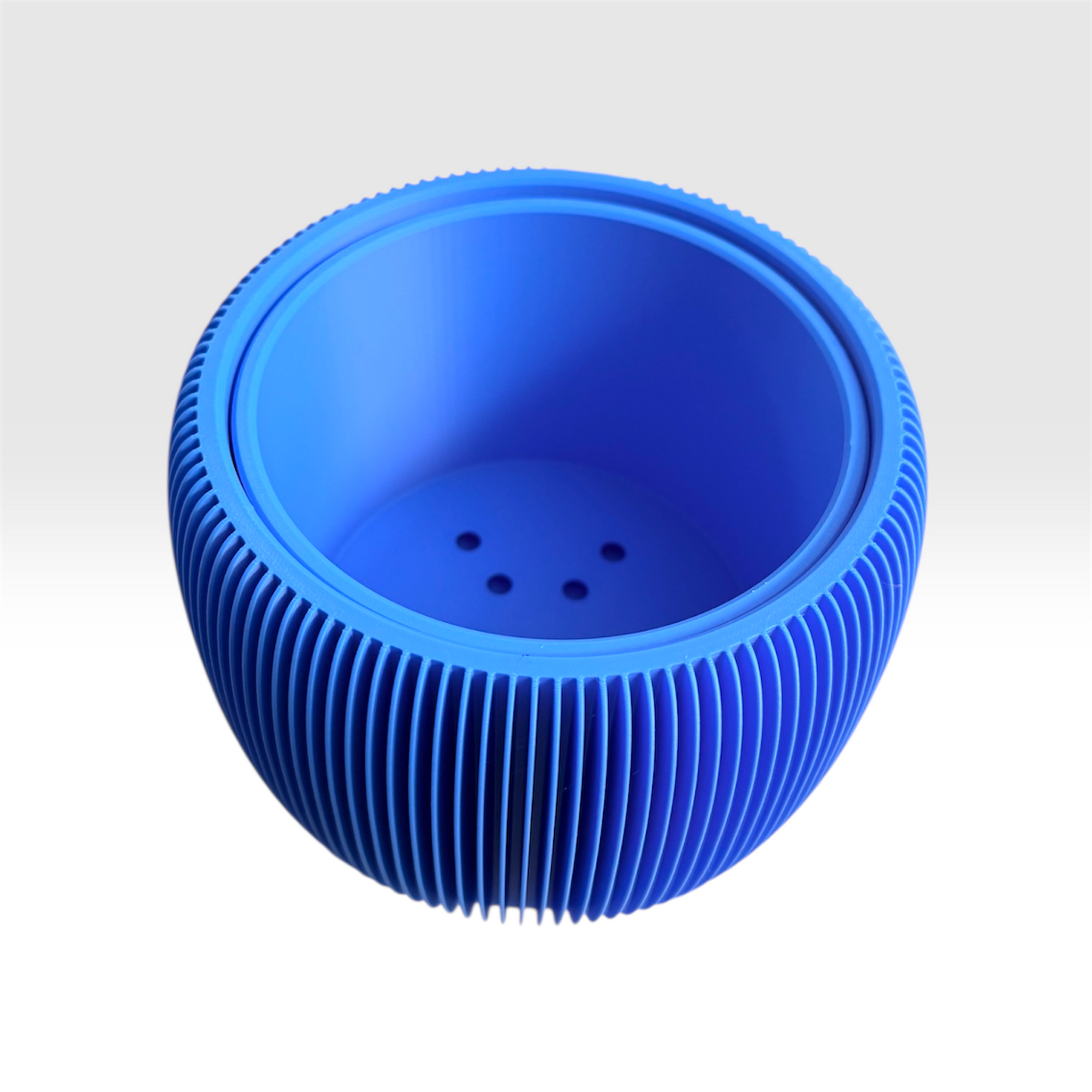 RETRO RIBBED PLANTER TRUE BLUE SATIN LARGE