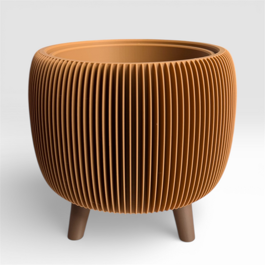 RETRO RIBBED PLANTER CARAMEL LARGE