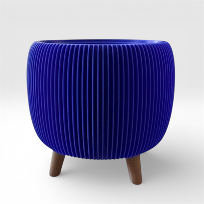 RETRO RIBBED PLANTER ROYAL SATIN  LARGE