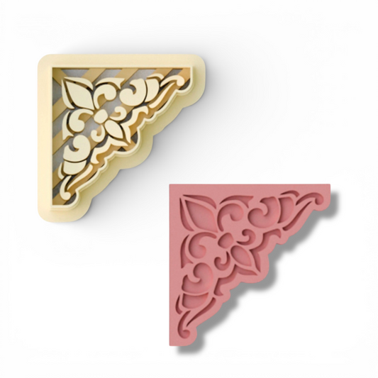 Corner bookmark cutter fleur de lys for clay crafting with detailed 40mm precision cuts