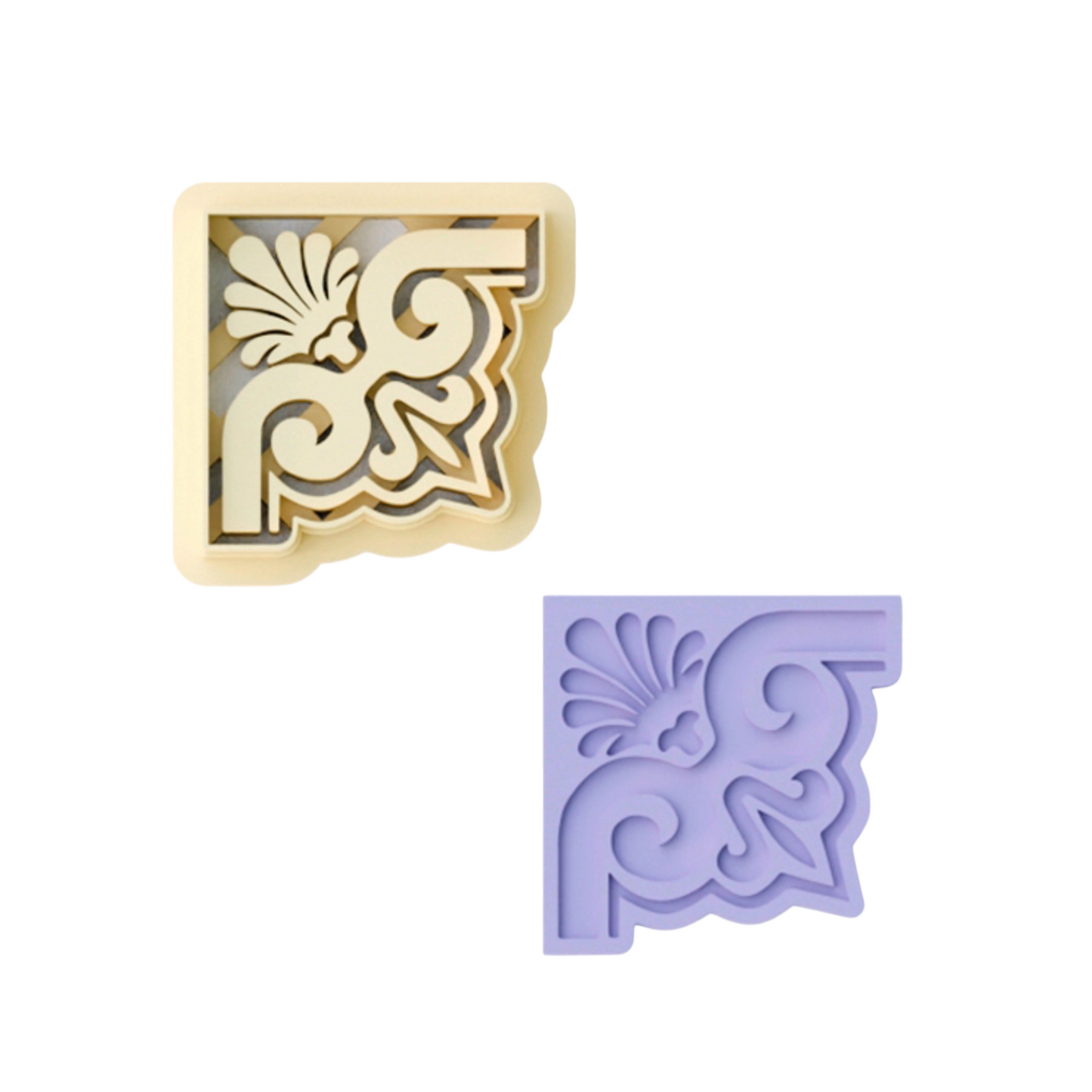 Corner bookmark cutter 40mm for polymer clay crafting with front and back cutter features