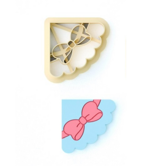 Corner bookmark cutter 40mm for precise clay crafting with bow design
