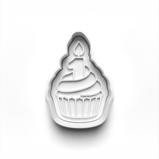 Age 1 cupcake cookie cutter for 1st birthday fondant shaping