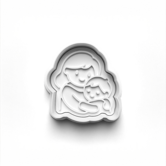 Mother and child 1st birthday cookie cutter for fondant and dough shaping