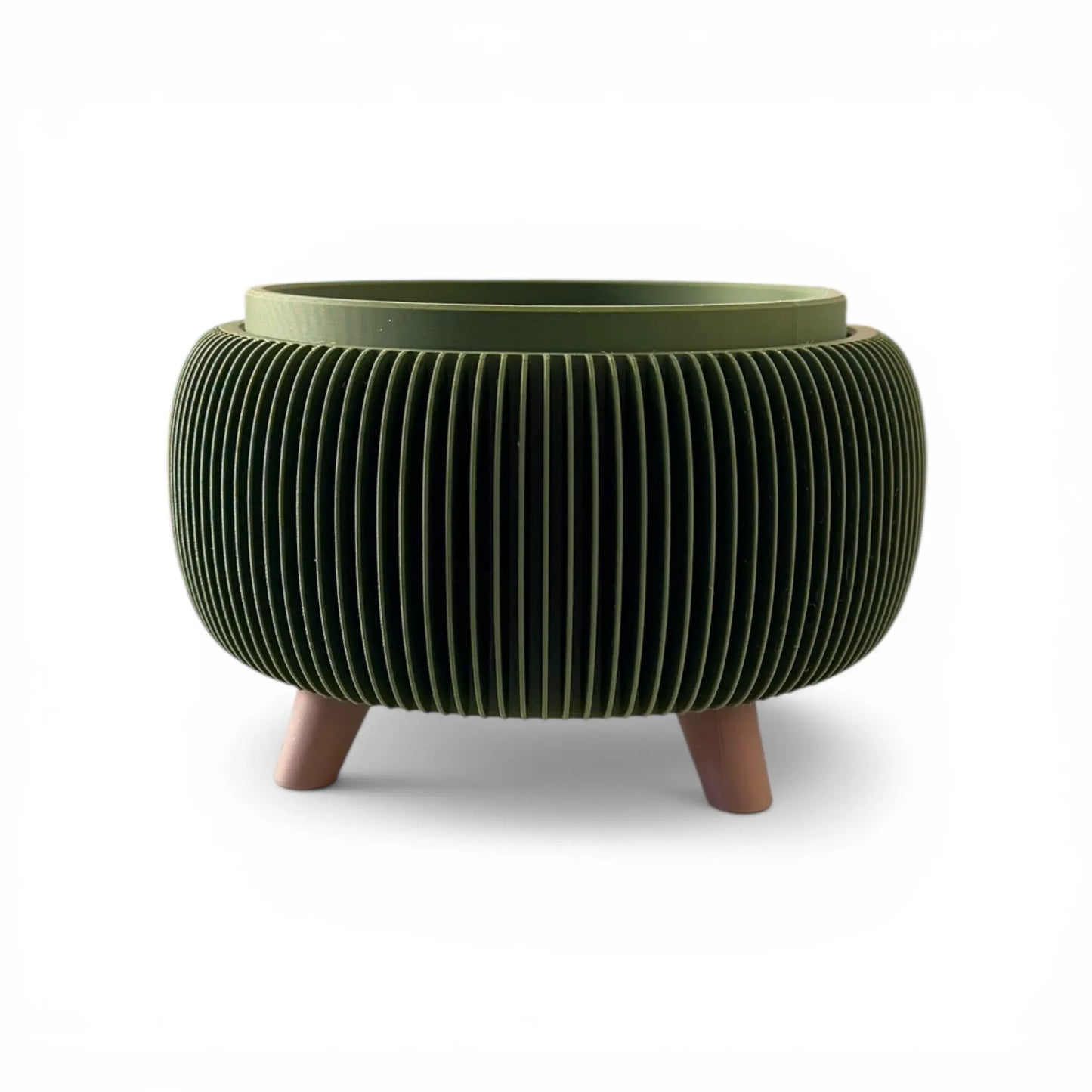 RETRO RIBBED LOW PLANTER OLIVE Millees