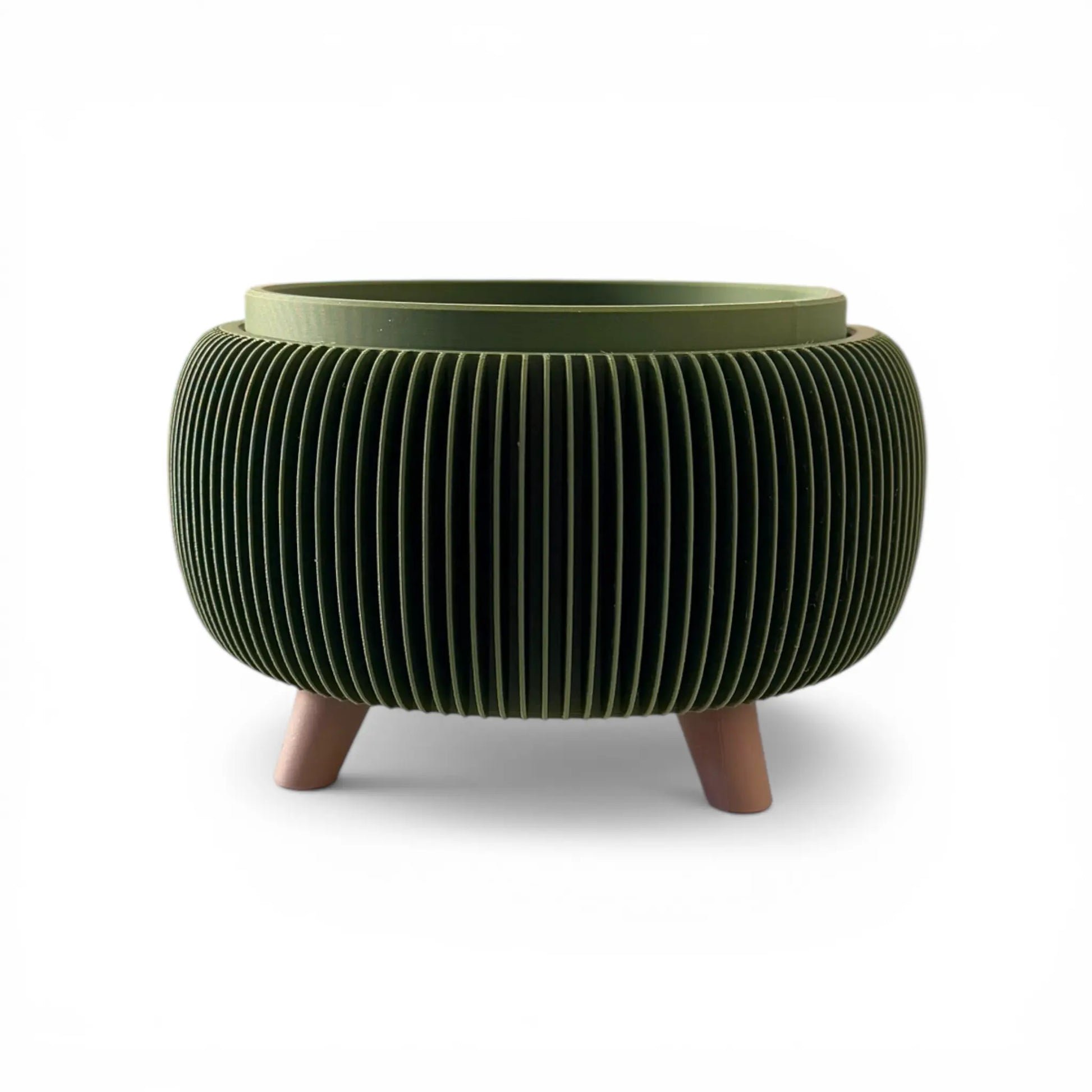 RETRO RIBBED LOW PLANTER OLIVE Millees