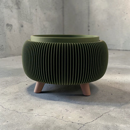 RETRO RIBBED LOW PLANTER OLIVE Millees