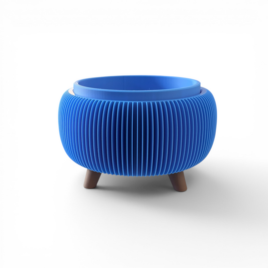 RETRO RIBBED LOW PLANTER TRUE BLUE SATIN