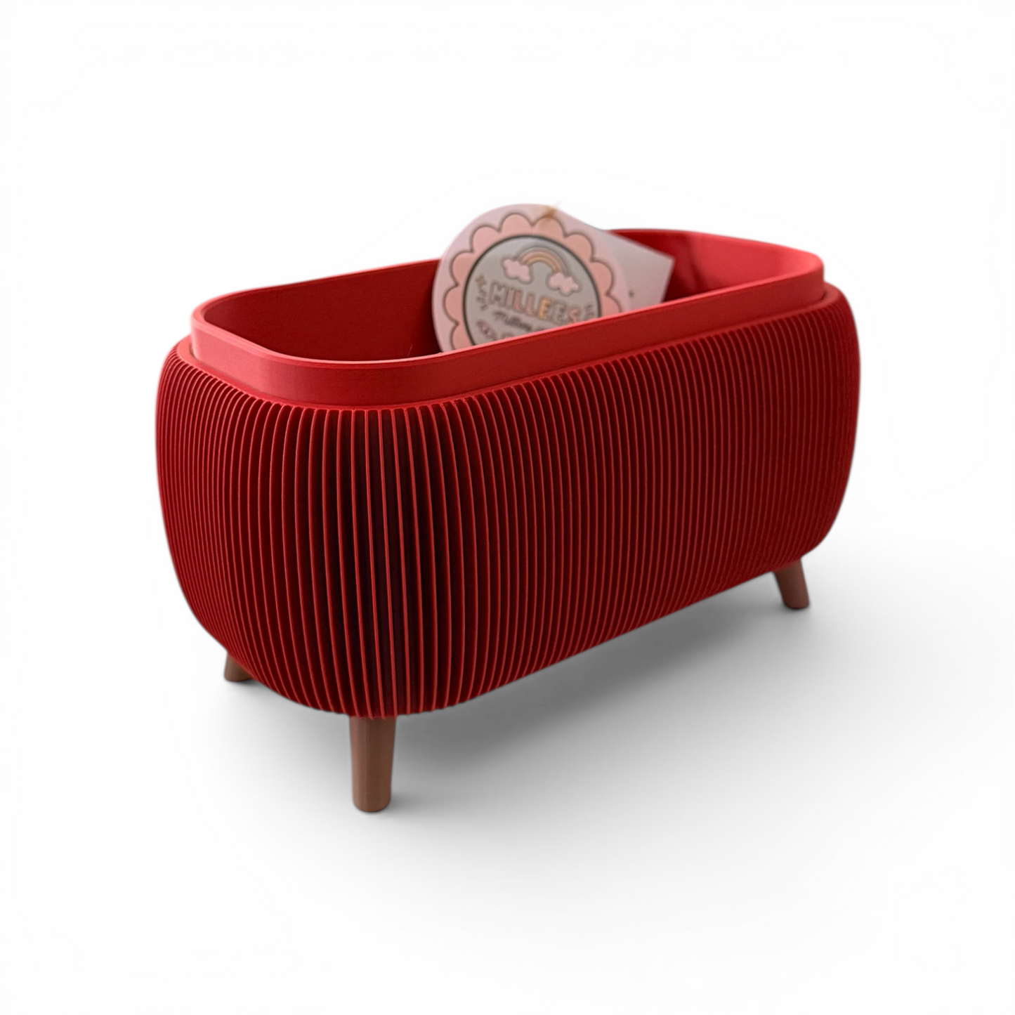 RETRO ROUNDED OBLONG PLANTER DARK RED