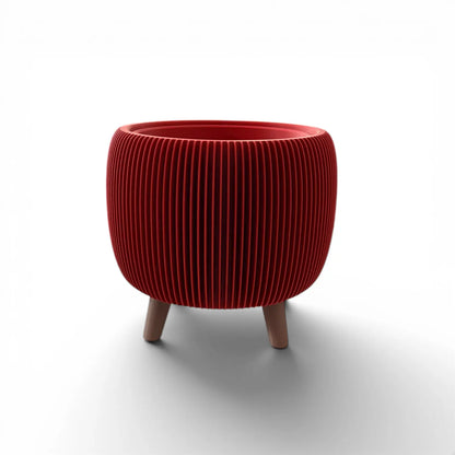 RETRO RIBBED PLANTER DARK RED MATTE Millees