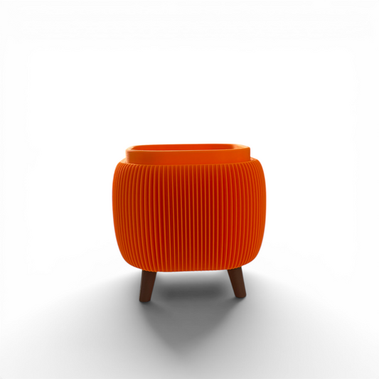 RETRO ROUNDED SQUARE MINI PLANTER PUMPKIN MATTE